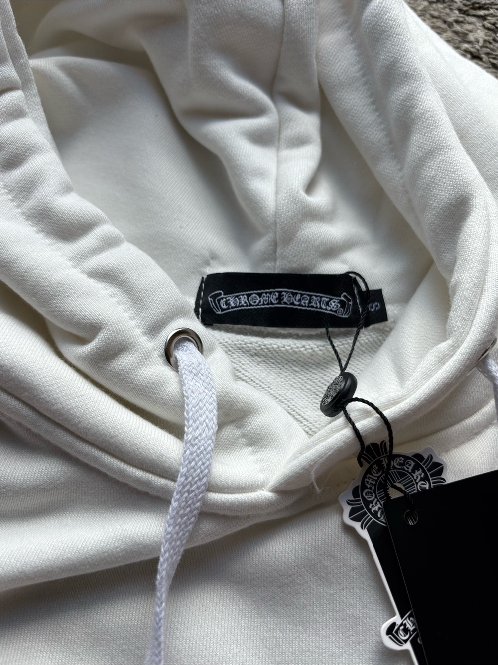 White Hoodie with Pink Sleeve Graphics -Chrome - Picture 3 of 8